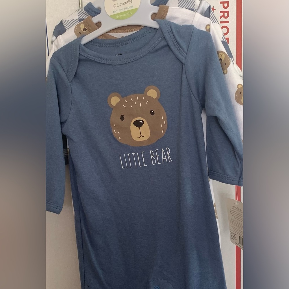 Hudson Babies 3-Pieces Bear Baby Vision One Piece Bodysuit Size 6-9 Months